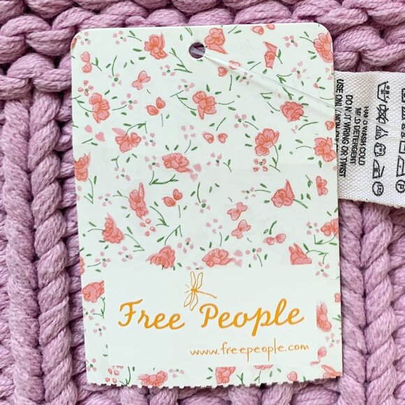 NWT Free People Glow For It Chunky Knit Crop Cardigan Sweater, Lilac, XS - Picture 10 of 11